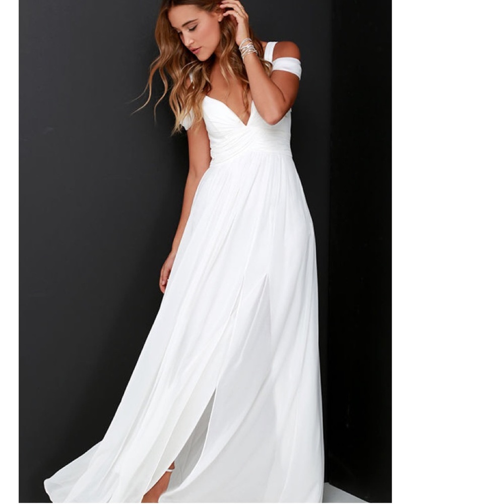 Lulus ocean of elegance ivory maxi dress